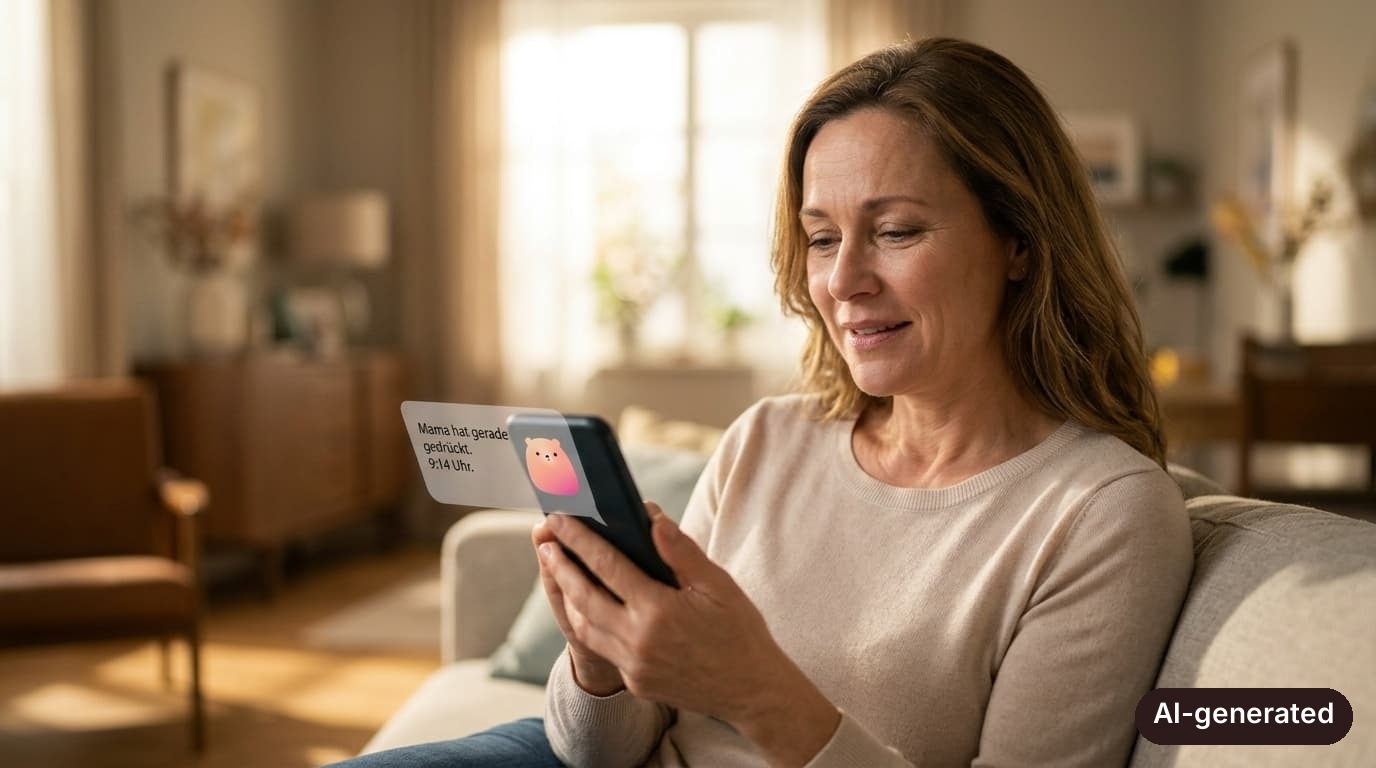 Woman looking at her phone, relieved