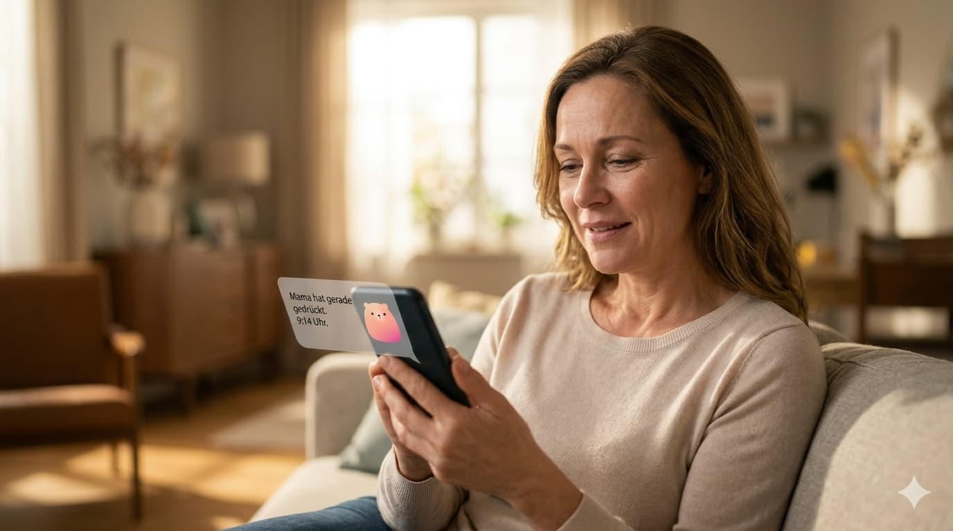 Woman looking at her phone, relieved