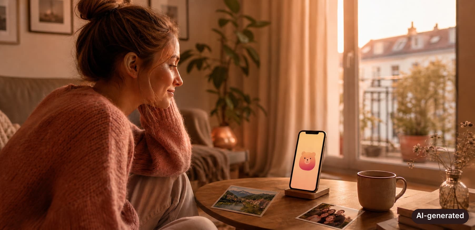 A person abroad with Bearhugme on their phone